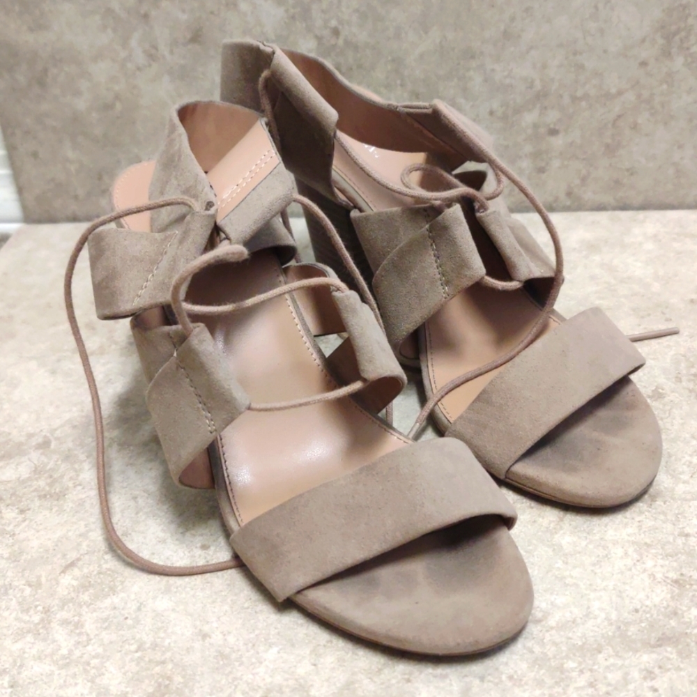 Merona Light Beige Heeled Sandals, Size 10